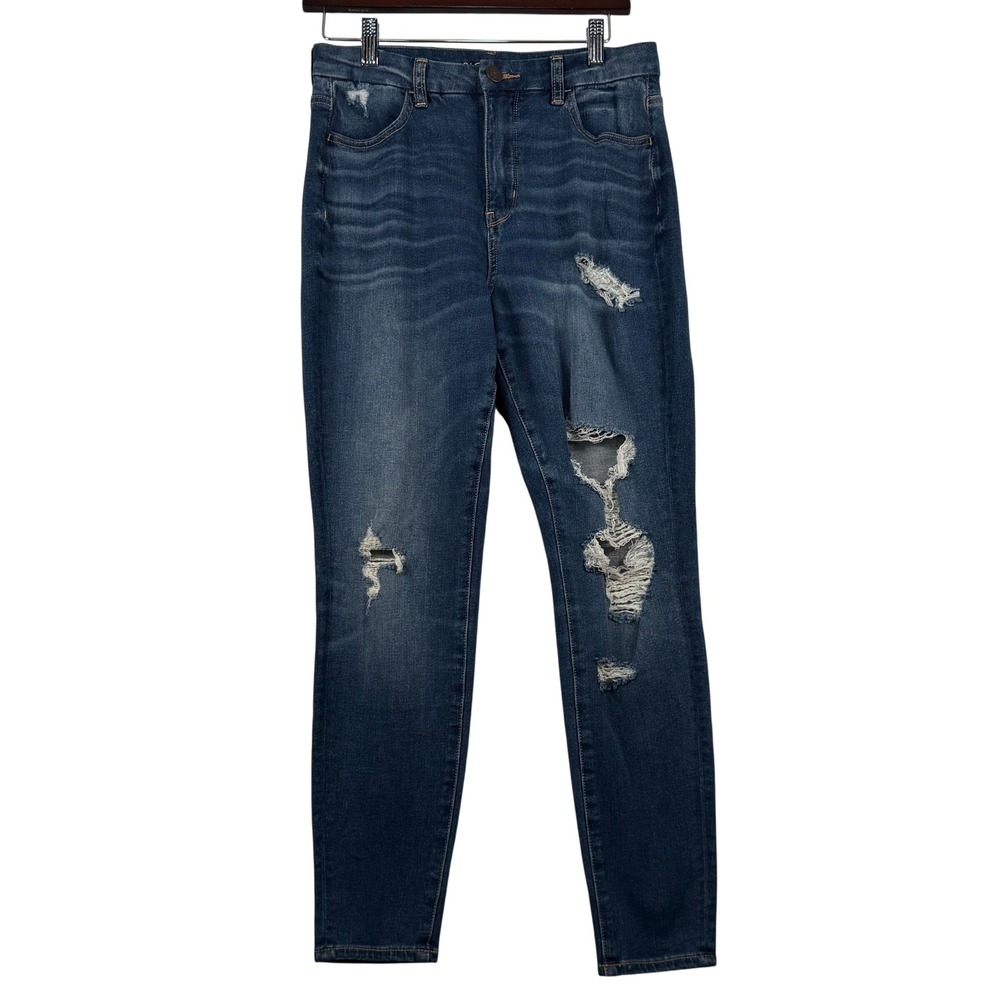 American‎ Eagle Womens 6 Short Curvy Hi-Rise Jegging Blue Distressed Dream Jean